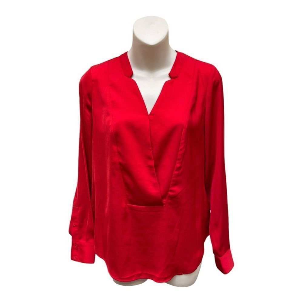 The Limited Red Long Sleeve Blouse Sz S Office Classic Holiday Preppy Casual EUC